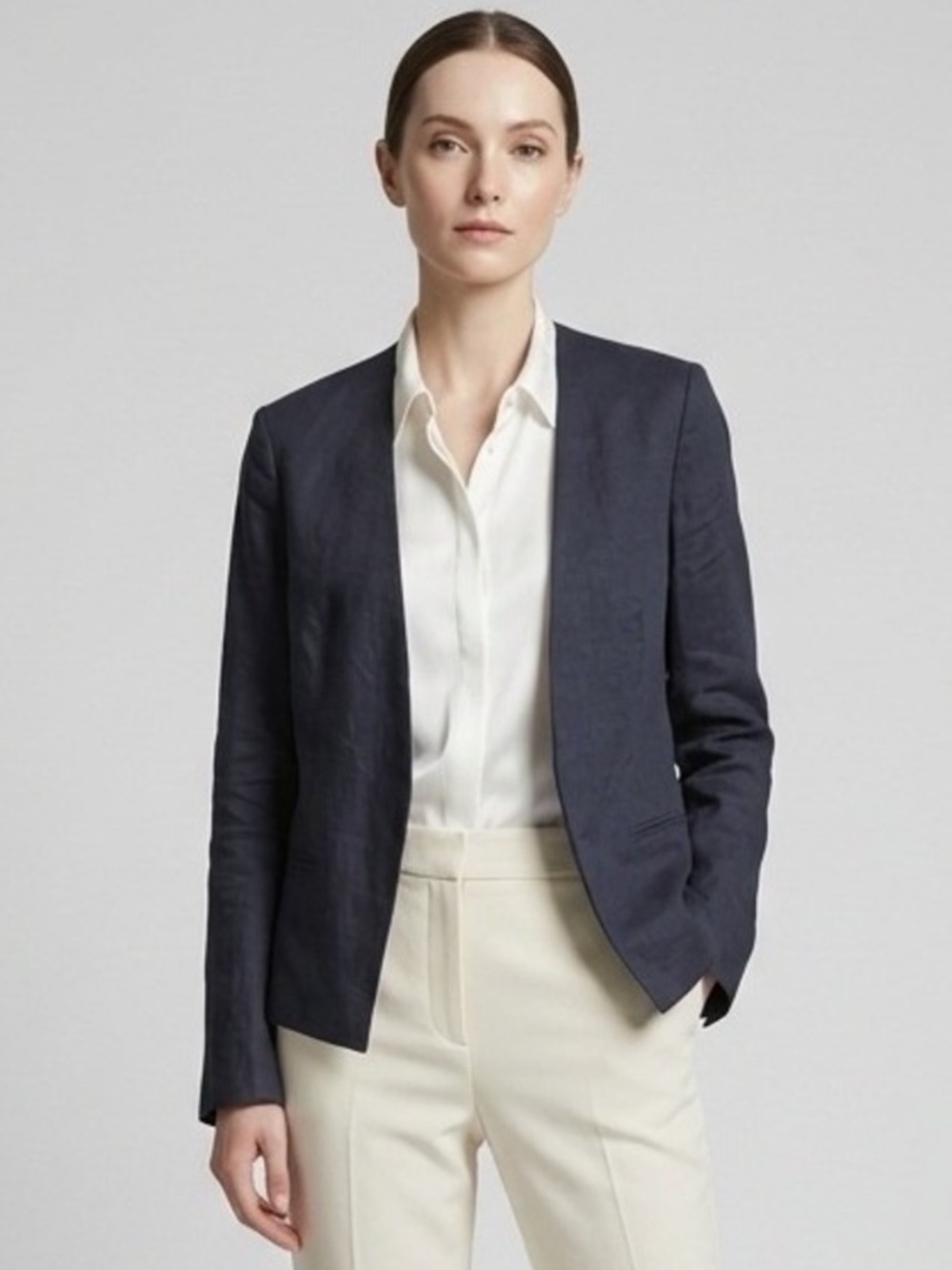 THEORY  Benefield Crunch Wash Blazer Linen Blend Size 6